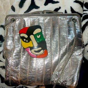 M MISSONI Vintage Ceramic Colorful Abstract Face Brooch Pin 1950s-80s RARE
